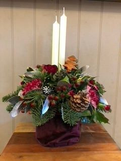 A ruby velvet delight candle arrangement